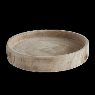 精选侘寂风桌面托盘饰品泡桐木收纳盘圆形实木盘子水果点心摆香茶