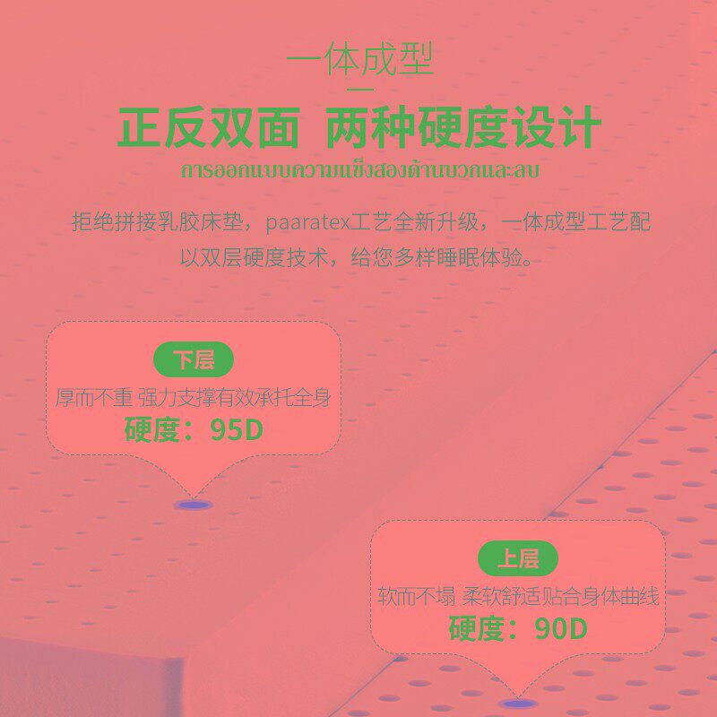 Paratex纯天然乳胶床垫泰国原装进口橡胶软垫软硬适中两面可定制