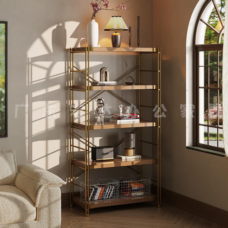 日式置物架落地多层卧室家用中古收纳架客厅书架厨房微波炉储物架