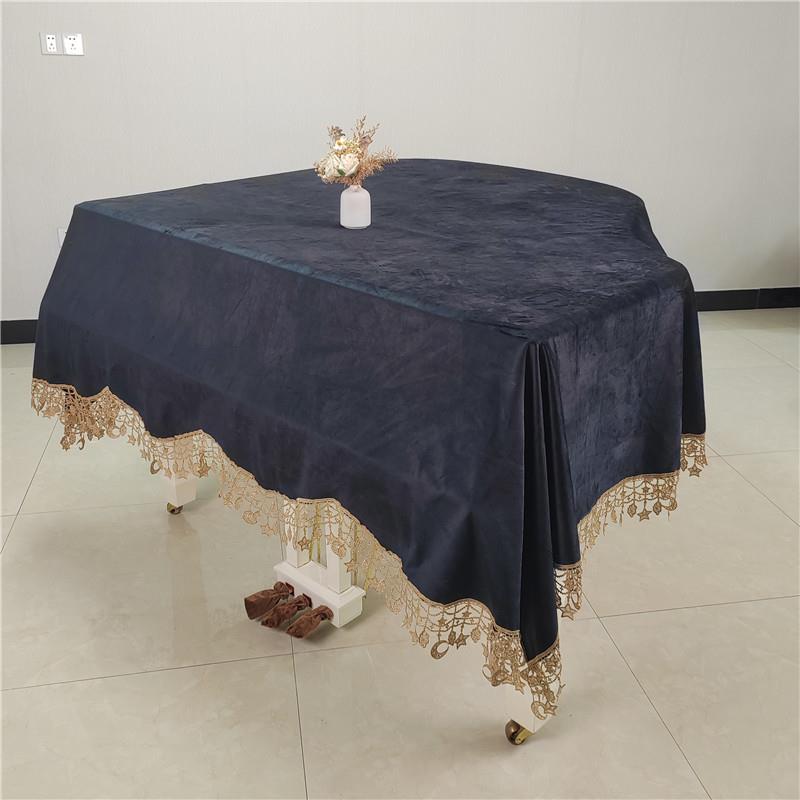 黑色经典轻奢高档加厚荷兰绒三角钢琴披柔软厚实金丝绒防尘罩简约