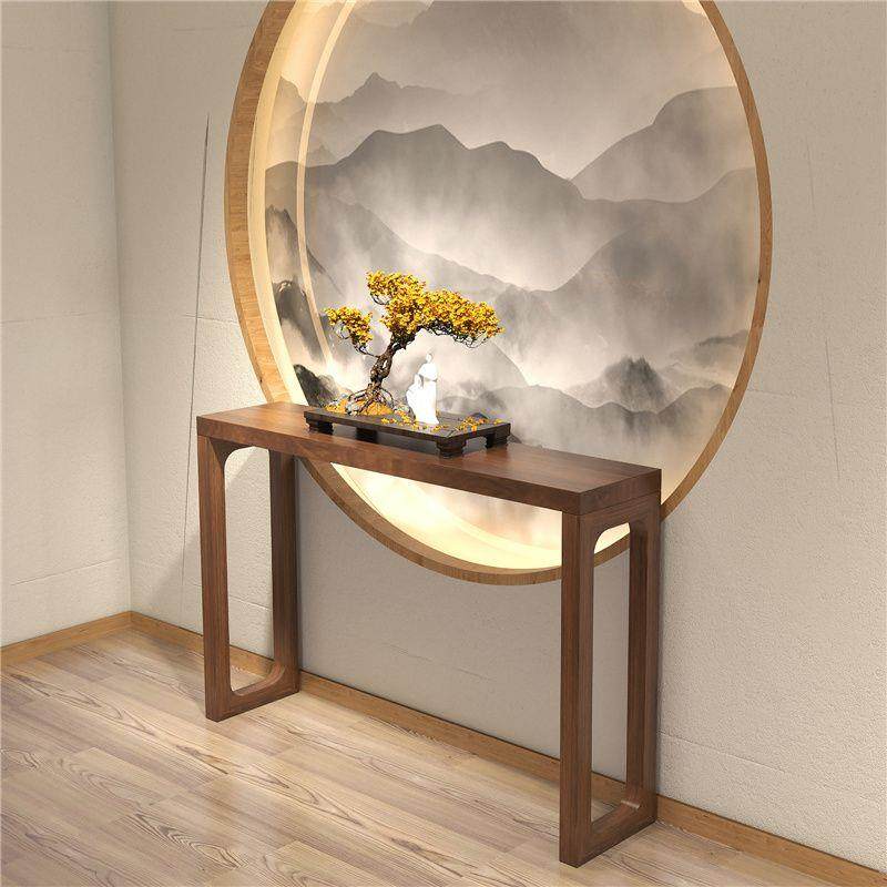 新中式实木玄关台门厅玄关柜条案条案供桌香案玄关边桌端景台窄桌