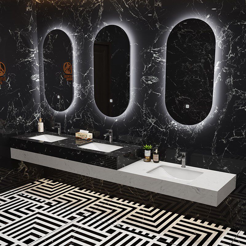 公共厕所大理石高低洗漱台加大尺寸子母洗手盆柜组合卫生间洗脸盆