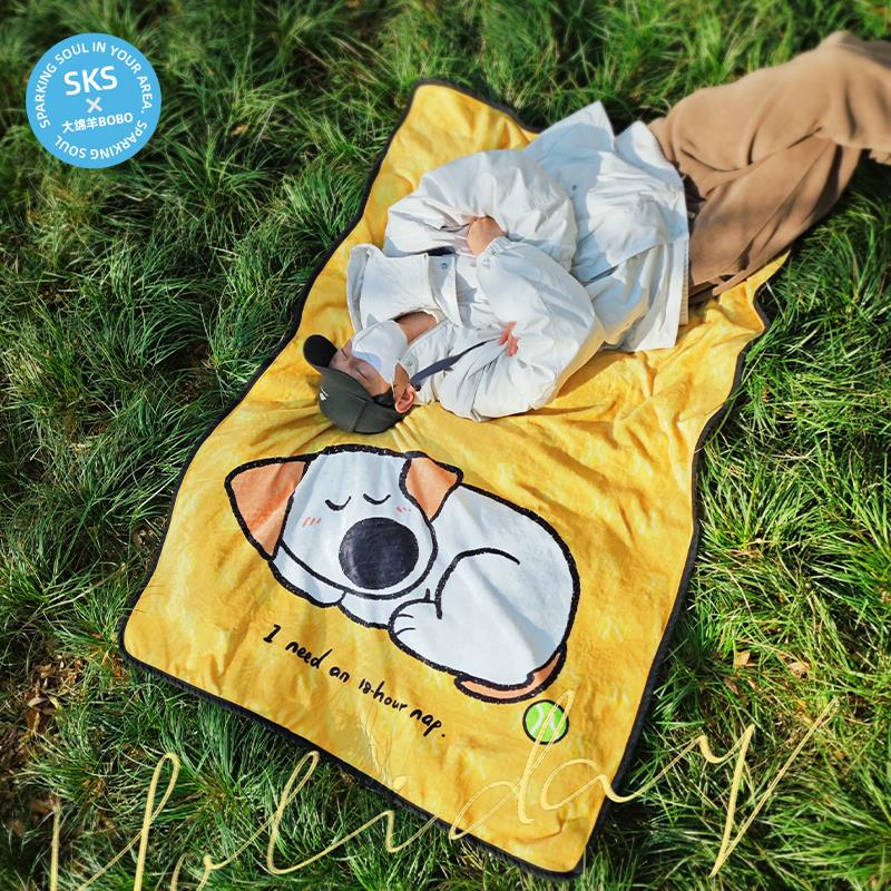 大绵羊BOBO小狗四季盖毯空调午睡毯办公室小毯子法兰绒珊瑚绒毛毯