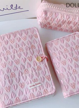 Do家  活页布艺卡册  可爱少女心粉色系浮雕小爱心加宽A5A6收纳册