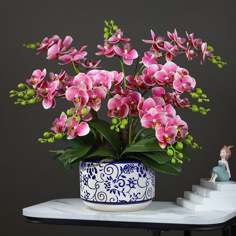 精选仿真蝴蝶兰摆件客厅摆设花假花装饰花茶几摆花电视柜桌面摆放