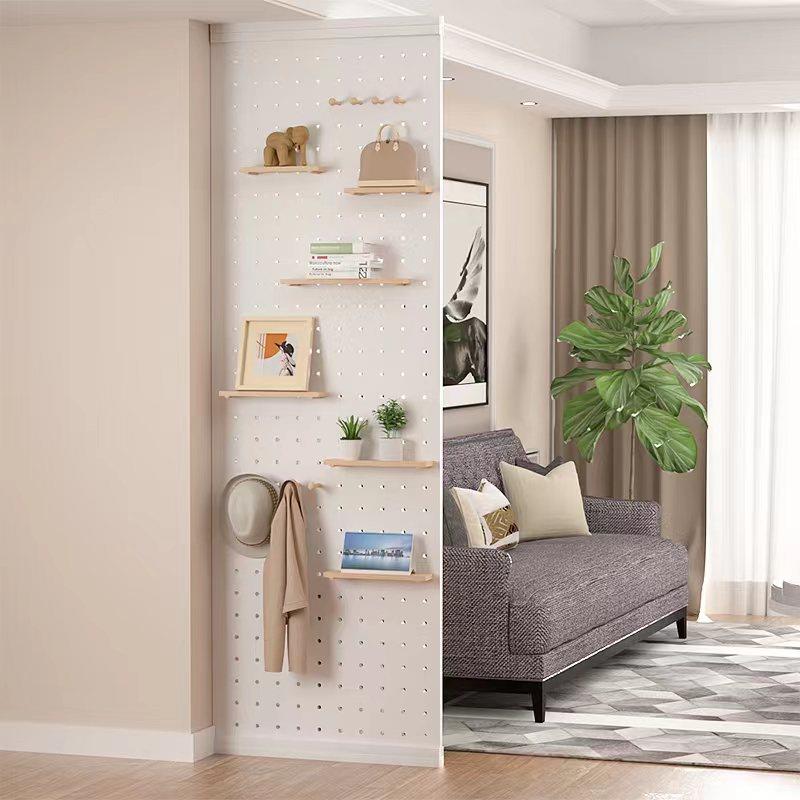 定制洞洞板屏风隔断客厅玄关进门遮挡实木隔板简约现代收纳置物架