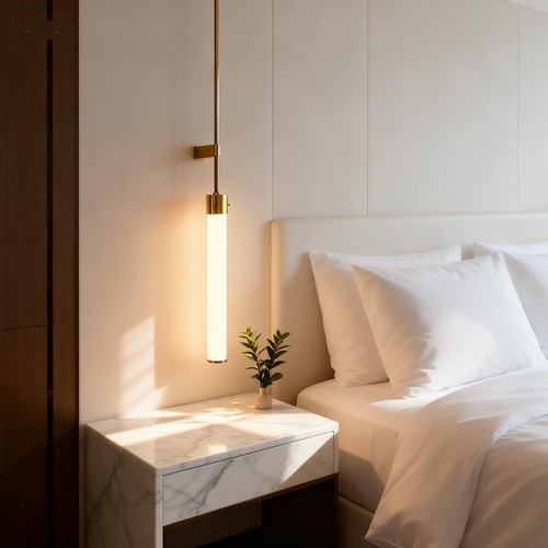 简约现代金属竖长床头吊灯定制