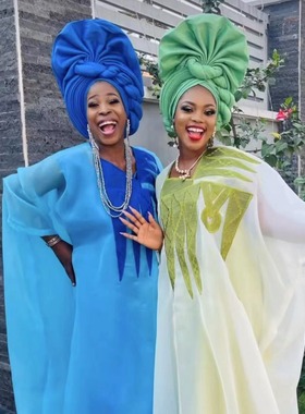 新款尼日利亚婚礼可调节手工折花扇子叠层非洲帽包头帽auto gele