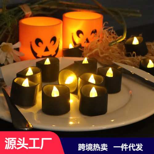 新品黑色创意流泪电子蜡烛灯 万圣节圣诞节茶蜡CR2032LED蜡烛