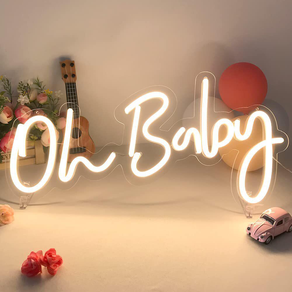 跨境亚马逊爆款小夜灯led霓虹灯oh baby 发光字招牌婚礼装饰灯