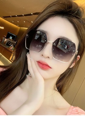 77186韩版墨镜防紫外线防晒太阳镜司机开车无框大脸眼镜