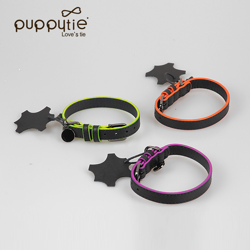 puppytie狗狗项圈狗圈牛皮中型犬