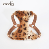 puppytie宠物用品遛狗牵引绳小型犬豹纹狗绳雪纳瑞泰迪狗狗胸背带