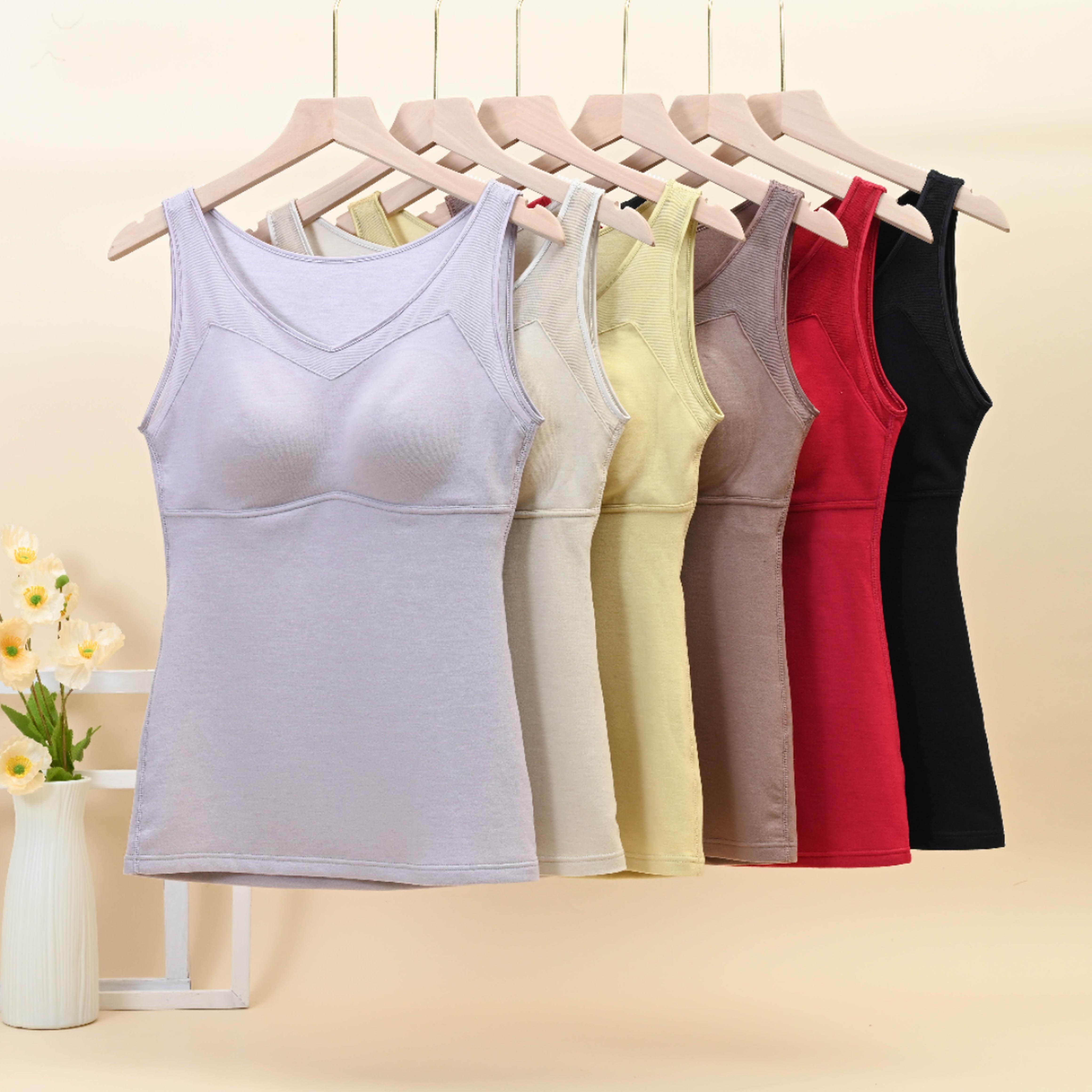 芝己光面保暖背心带杯垫蚕丝乳胶杯内衣蕾丝大胸显小舒适无束缚