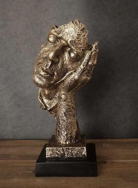 沉默是金摆件创意办公室书房摆设客厅酒柜玄关装饰抽象雕塑艺术品