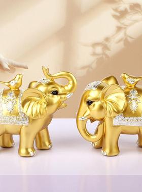 吉祥招财大象摆件一对轻奢家居客厅玄关电视酒柜办公室工艺装饰品