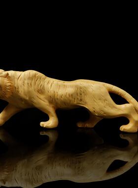 黄杨木雕刻老虎创意家居装饰中国工艺现代装饰品动物木雕玩