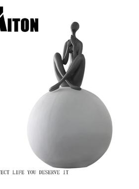 现代北欧轻奢人物雕塑摆件售楼处客厅博古架软装饰品酒店艺术摆设