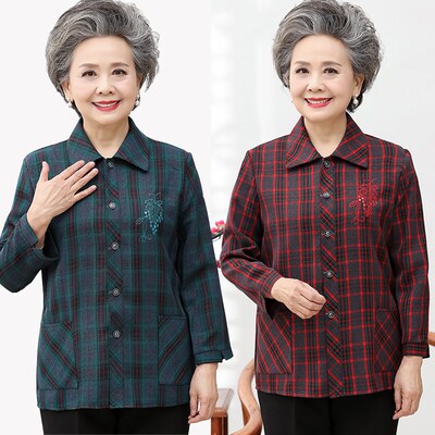 长袖衬衫春秋季薄款外套奶奶装