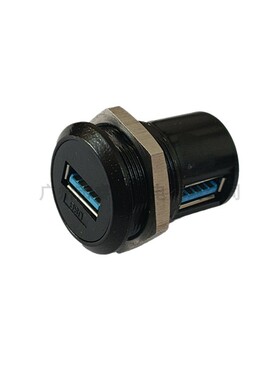 黑色USB3.0弯口对接数据连接器直式插座USB2.0方形面板双母座端子