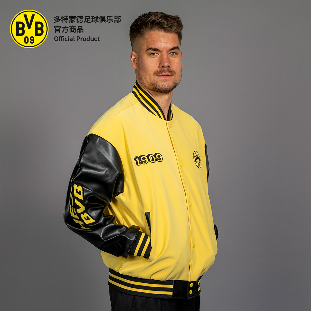 多特蒙德足球俱乐部 | 重磅吉祥物PU棒球服拼色毛巾绣刺绣外套