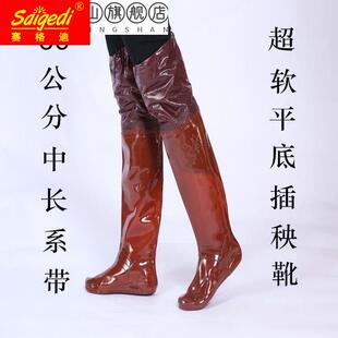 下田插秧水鞋 水田靴农用栽秧 软底女长筒雨靴男水袜稻田靴子农田鞋