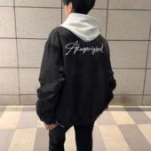 网红美式 复古黑色飞行员夹克男春秋高街hiphop潮牌棒球服情侣外套