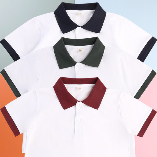 夏季童装纯棉校服短袖白色T恤