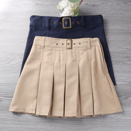 女童裙子半身裙卡其色中小学生