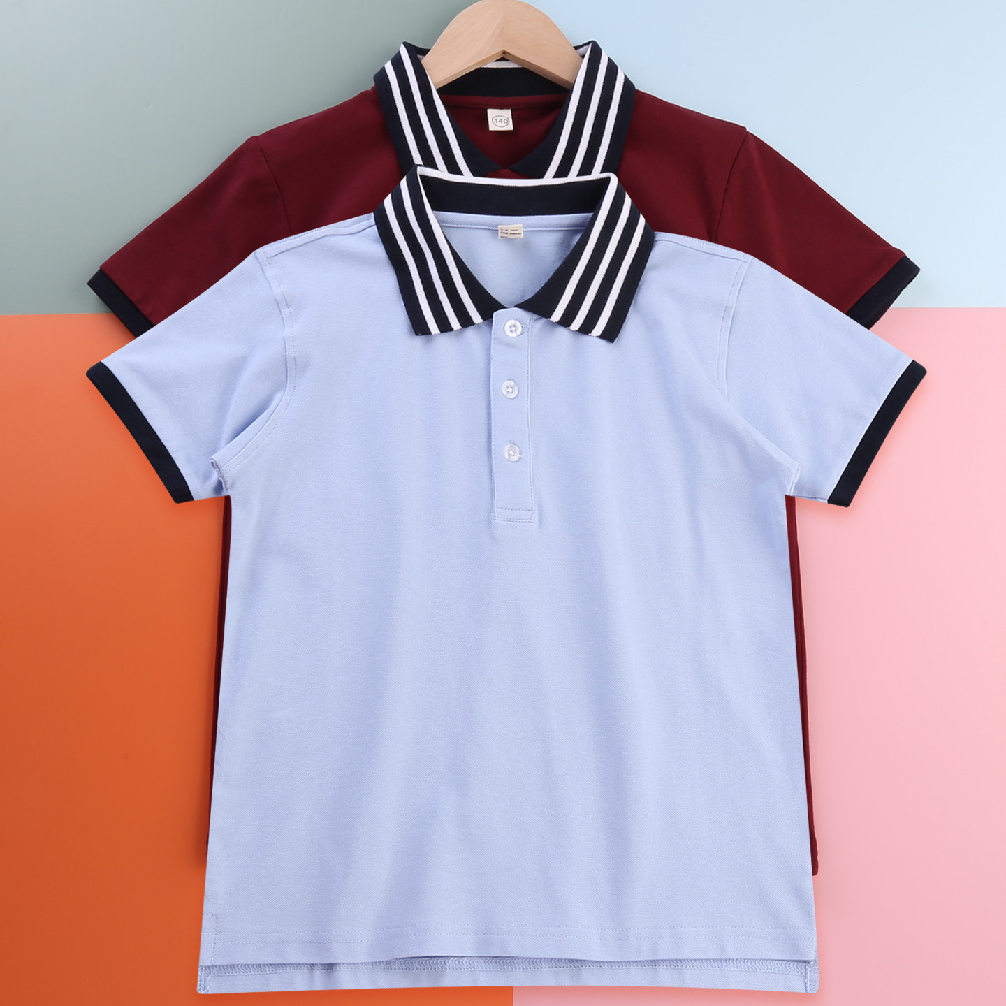 夏季学院风纯棉透气校服POLO衫
