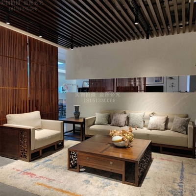 新中式全实木沙发组合客厅现代高端大气黑檀乌金家具定制轻奢现代