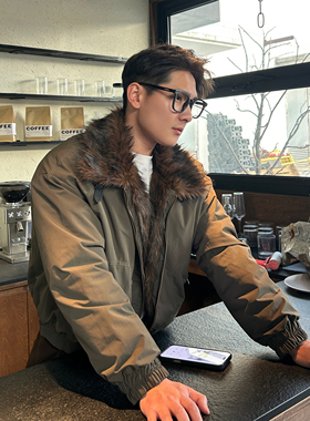 TTYM*美式潮牌复古大毛领工装加厚保暖宽松高街痞帅情侣羽绒服