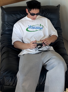 TTYM*夏季纯棉TAOTAOYOMI印花短袖T恤男女同款宽松休闲百搭情侣