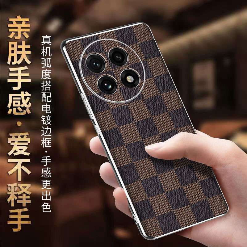 适用一加Ace5手机壳1加Aec5Pro格纹皮革OPPO新款PKG110保护套PKR外壳0PP0奢华1+AC5Pr0十Por高级感oneplusAce