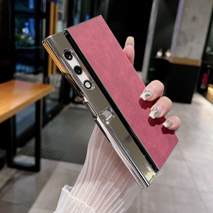 适用荣耀vpurse手机壳华为V新款purse折叠屏honorvpurse秋冬酒红色vpruse外壳电镀vpurs翻毛皮vpures简约高档