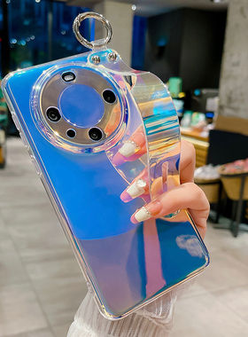 适用华为Mate60Pro手机壳mete60硅胶m60Por+新款mt紫色炫彩meta腕带支架mata时尚网红mte六零系列mat十matr华