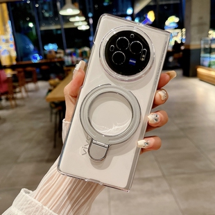 适用vivoxfold3手机壳vivo折叠屏xfold3pro透明硬壳vivofold3por磁吸支架x fold3保护套xflod3简约vivixfold3