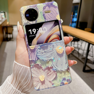 vivoxflip手机壳vivoxfilp折叠屏vivo xflip油画蓝光花朵vivoflip新款vivixflip保护套xfilp文艺x flip小清新