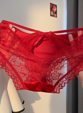 「HS」红绸秘语*绝美蕾丝性感勾人红色本命年内裤女2026新款透气