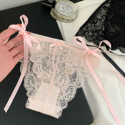 法式蕾丝性感绑带内裤女两侧可解