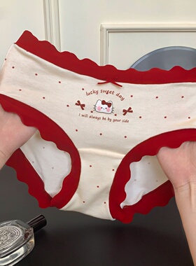 「HS」 甜系KT*纯欲可爱红色本命年内裤女2026新款中腰舒适三角裤