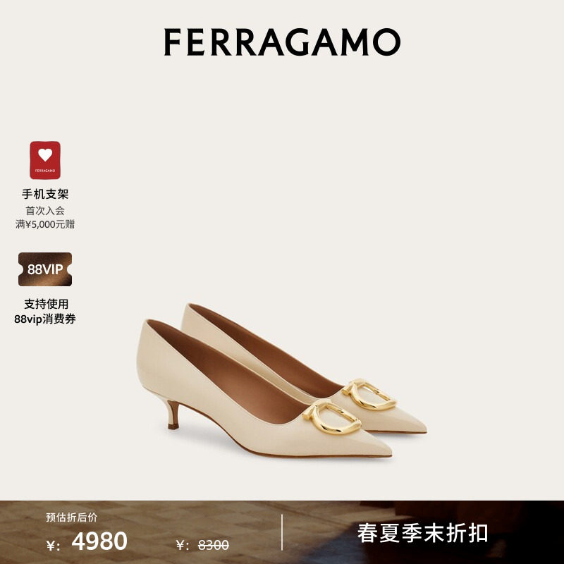 【季末折扣】FERRAGAMO菲拉格慕女士大号Gancini扣饰高跟鞋
