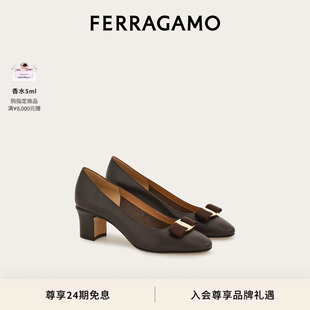 FERRAGAMO菲拉格慕女士Vara蝴蝶结粗跟高跟鞋 新品