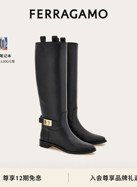 【新年礼物】FERRAGAMO菲拉格慕女士Hug扣饰及膝靴