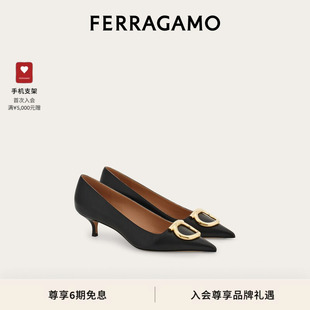 FERRAGAMO菲拉格慕女士大号Gancini扣饰高跟鞋 6期免息