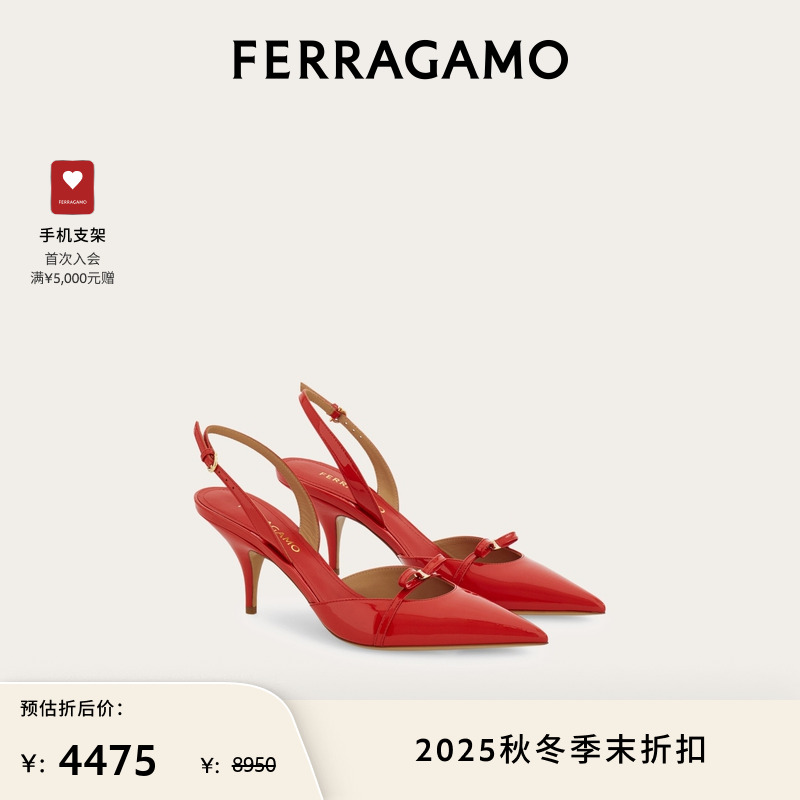 【限时优惠】FERRAGAMO菲拉格慕女士蝴蝶结露跟鞋婚鞋凉鞋