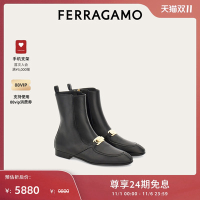 【限时特享】FERRAGAMO菲拉格慕女士新版Vara扣饰踝靴短靴