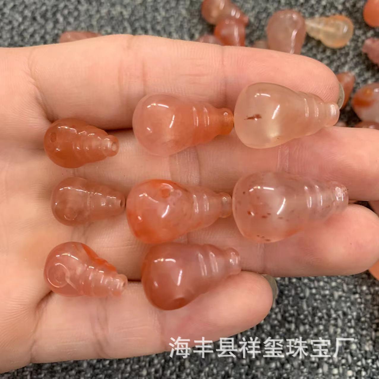 2026原矿川料冰飘南红玛瑙三通配件文玩饰品一体配饰佛珠散珠DIY