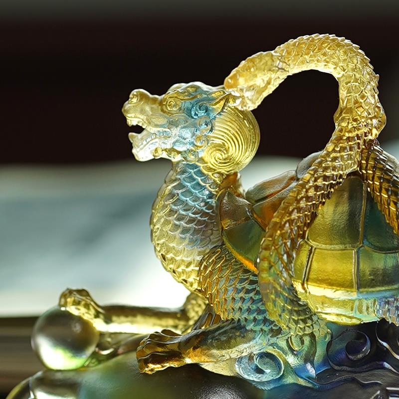2025春节蛇年吉祥物琉璃瑞兽青龙白虎朱雀黑曜石玄武四神兽摆件