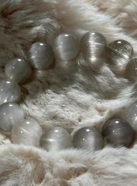 2026天然灰兔毛串珠手链 灰白兔毛晶散珠水晶手串水晶珠宝珠子饰